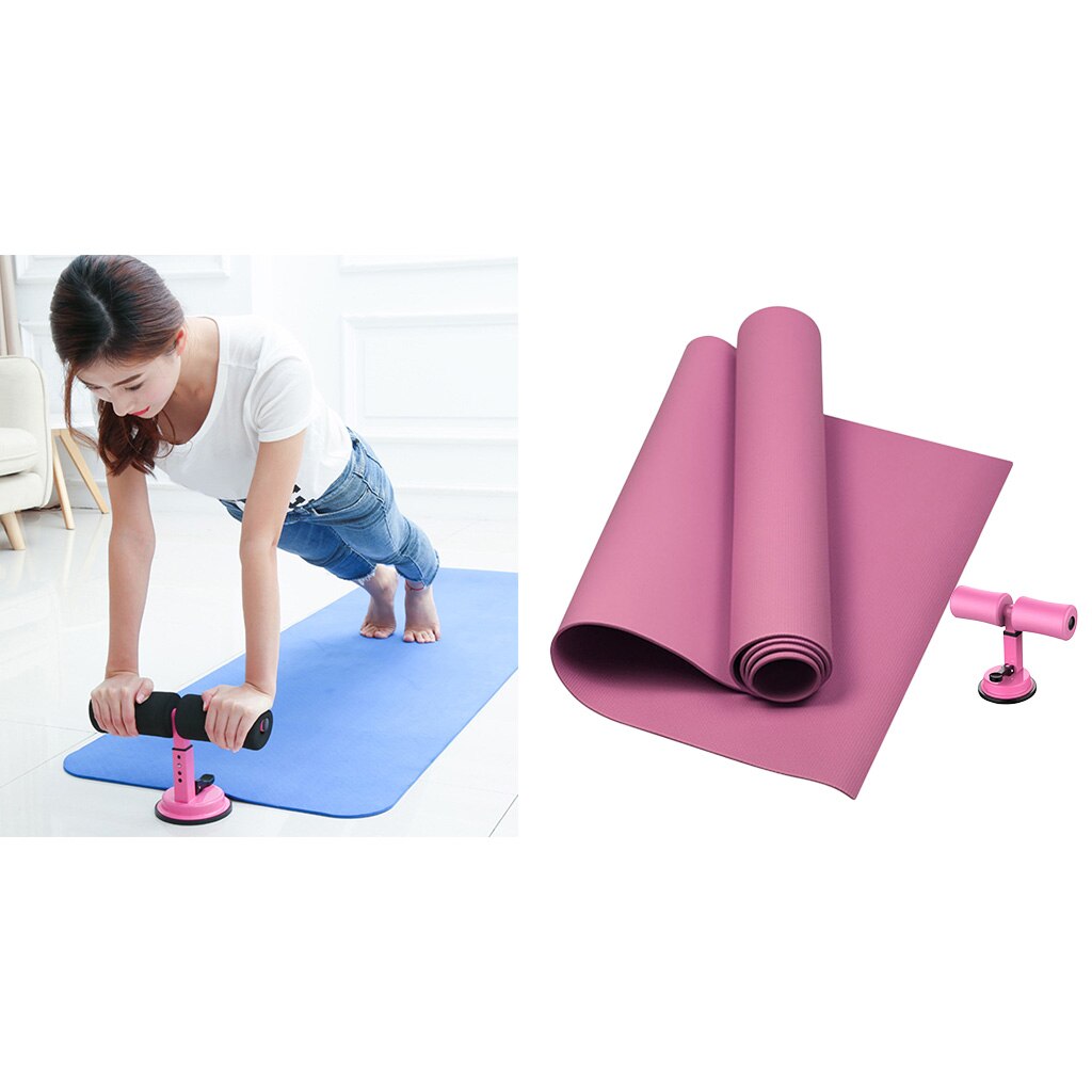 Thick EVA Yoga Mat Durable Pilates Pad Suction-Cup Sit Up Assist Bar