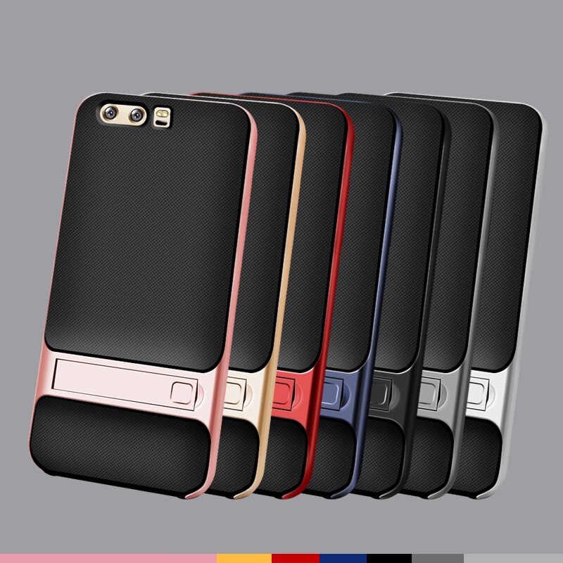 Armor Cover Cases for Huawei P10 P 10 Plus Case Silicone Cover 3D Kickstand Hybrid 360 Protection Cell Phone Back Fundas Carcasa