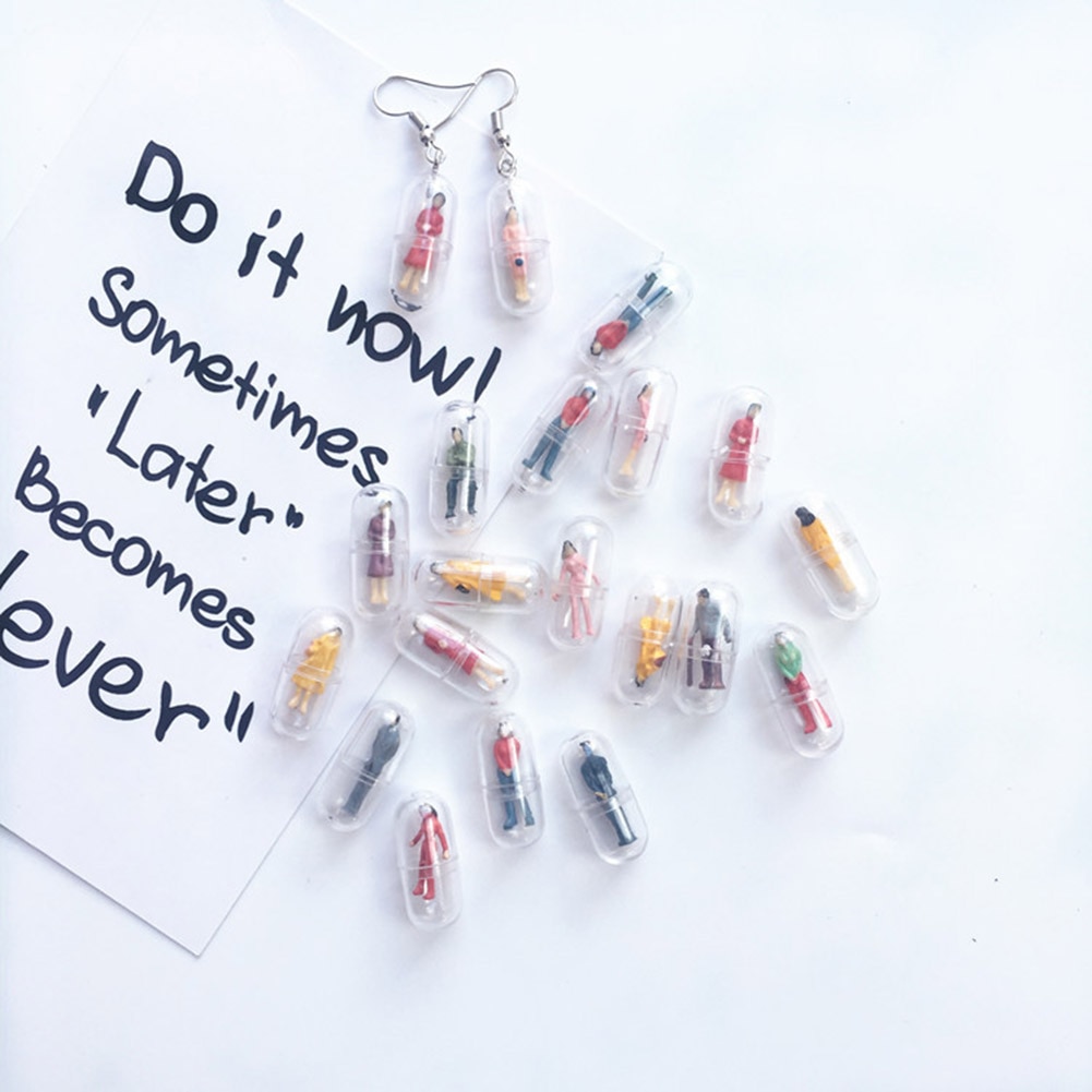 Hand Made Funny Earrings Random Capsules Villain Earrings Funny Cartoon Translucent Ear Clips Student Earrings