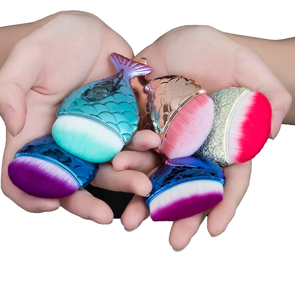 Fld 3 stuks/lot make-up zeemeermin kwasten set foundation blush cosmetische schoonheid make-up tools make-up kwasten