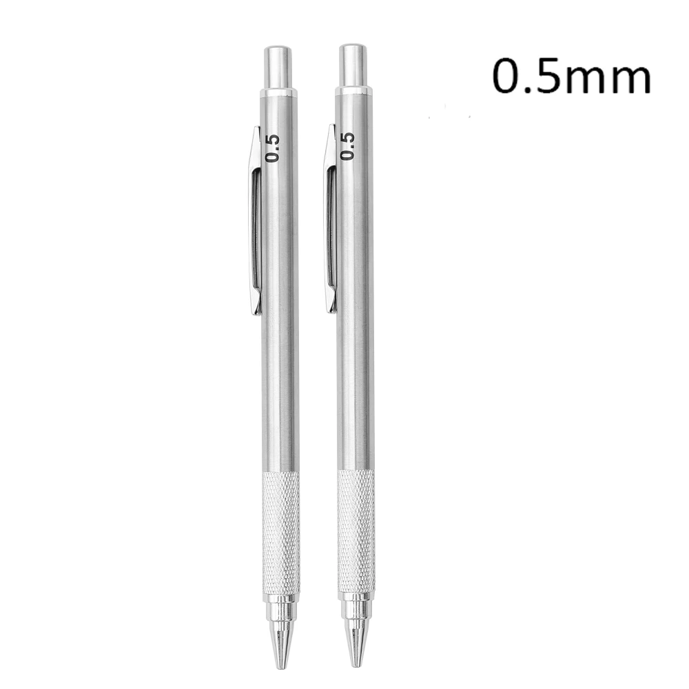 Metal Mechanical Pencil 0.3/0.5/0.7/0.9/1.3/2.0mm HB Leads Replaceable Refills Art Writing Drafting Drawing Home School Supplies