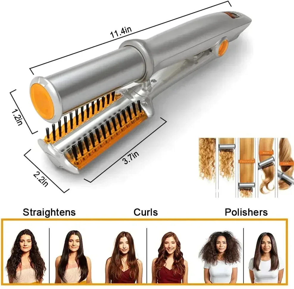 Hairs Curler Straighter Rotating Hair Brush Curler Styler Hair Styling Tools Curling Iron Straighting Brush 2 In 1