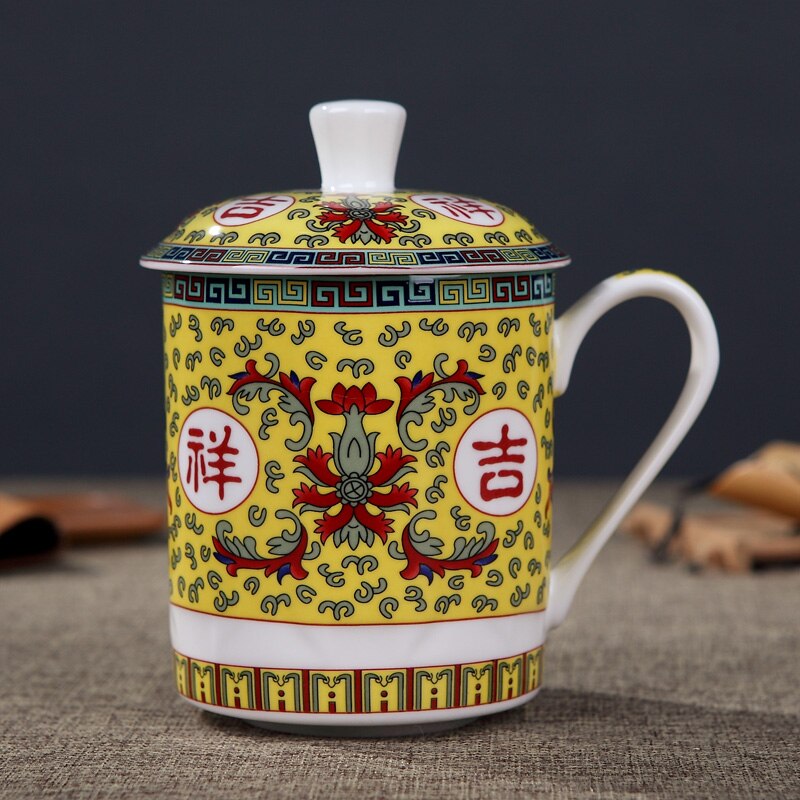 500ml Handmade Dragon Jingdezhen Bone China Tea Mug with Lid Ceramic Tea Infuser Tea Cup Office Water Cup Mug Drinkware