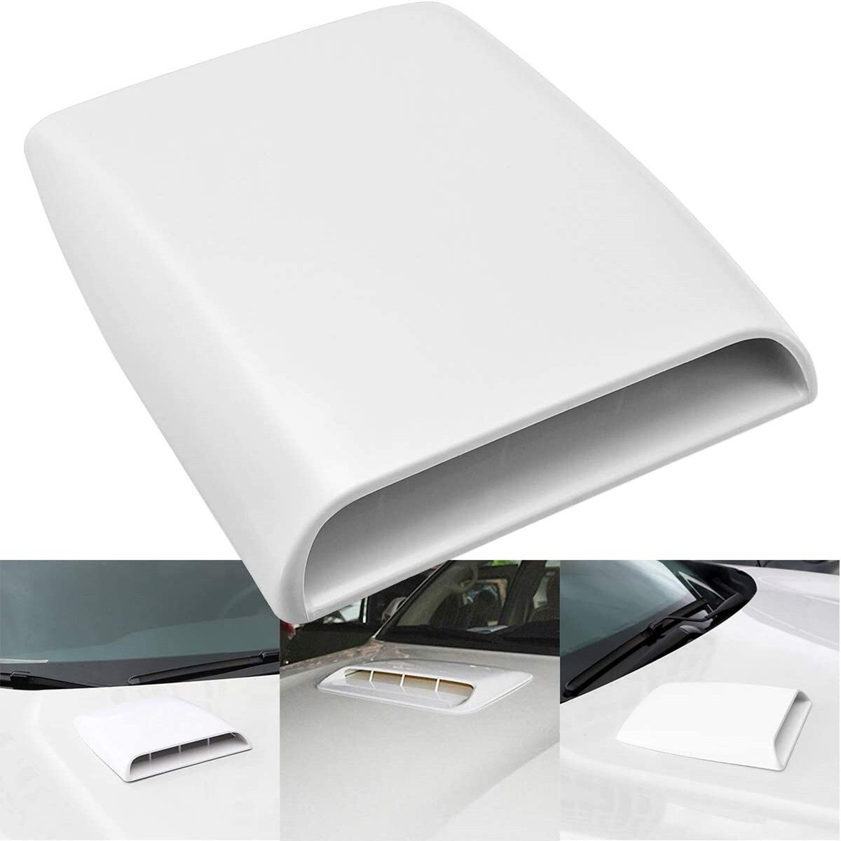 Universele Auto Decoratieve Air Flow Intake Hood Scoop Vent Turbo Bonnet Cover Auto Styling Air Outlet Cover: WHITE