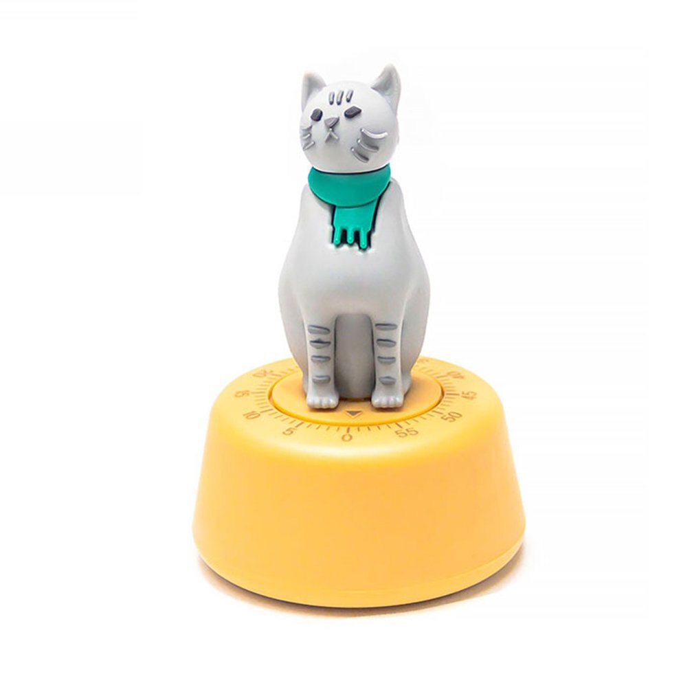 Lazy Cat Timer Lesson Time Manager Kitchen Timer Mechanical Reminder Cute Cartoon Timer Kitchen Tools: yellow