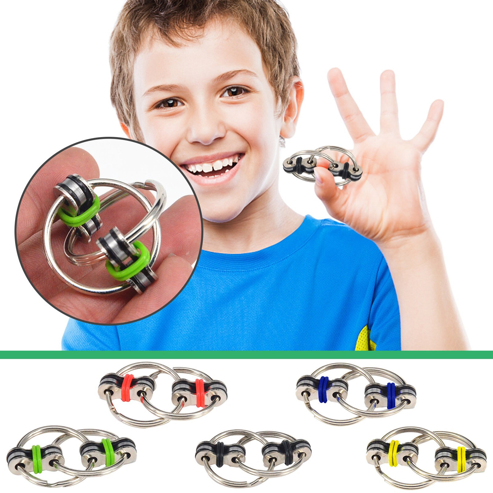 8Pc Metalen Puzzel Keten Fidget Speelgoed Voor Autisme Ketting Fidget Speelgoed Hand Spinner Sleutelhanger Zintuiglijke Speelgoed Stress Verlichten adhd Top Puzzels