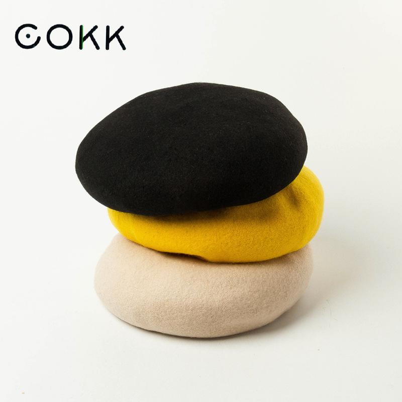 Cokk ull basker dam höst vinter hattar för kvinnor stor storlek l målarkeps tjock varm basker femme gorras enfärgad mjuk svart