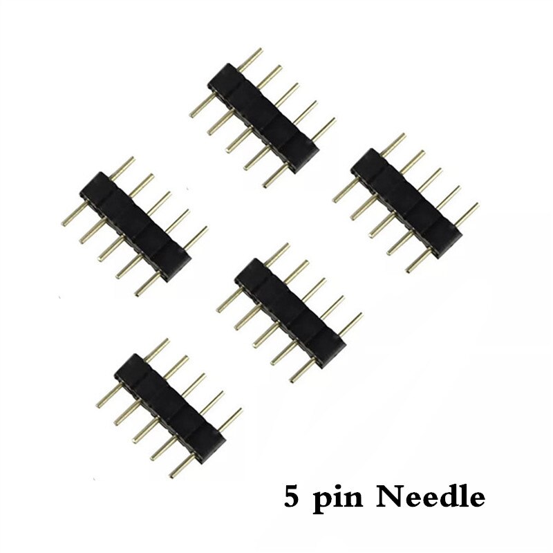5 stk 4 pin 5 pin nål mandlig og kvindelig rgb stik ledningskabel til rgb / rgbw led strip lys forlængerledning fra strip til controller: 5 pin nål