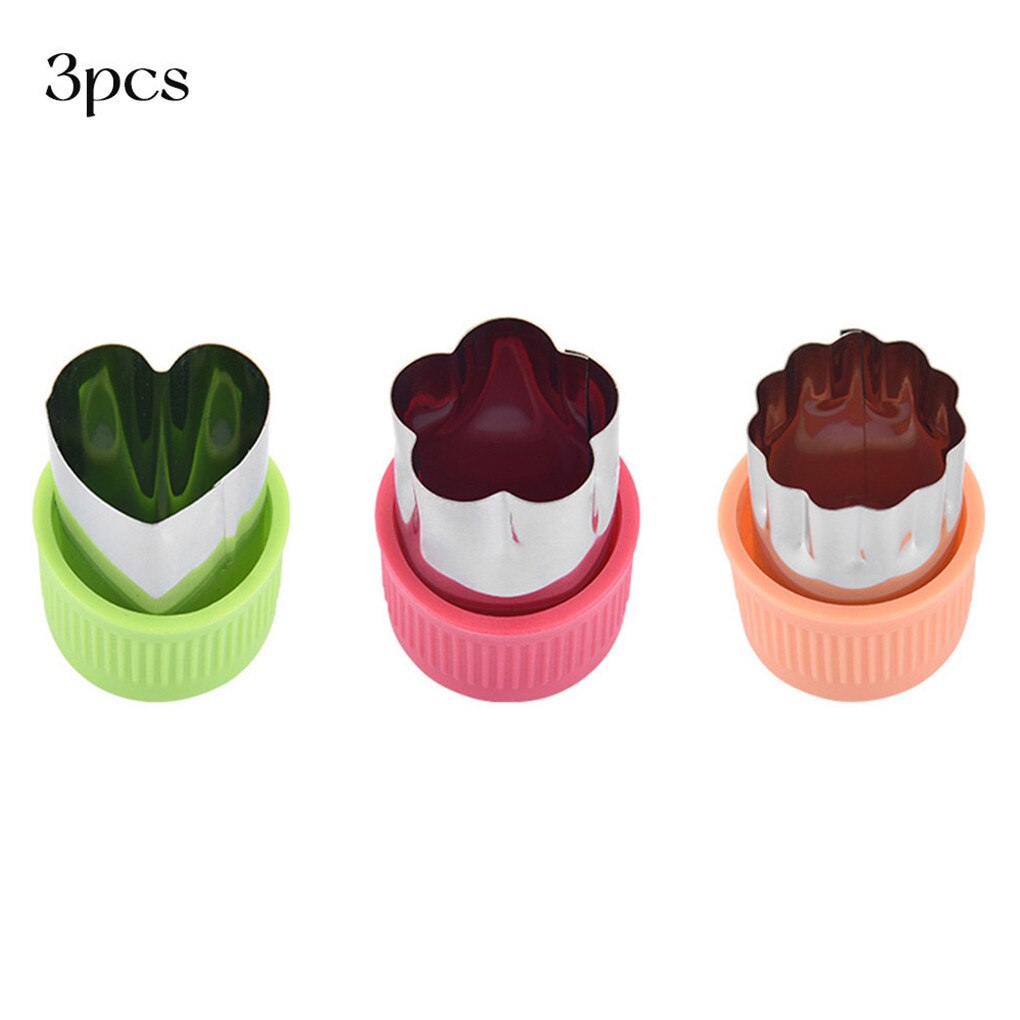 3pcs Vegetable Slicing Mold Stainless Steel Mould Carrot Cucumber Fruit Slicing Stencil Multiple Shapes Template Kitchen Tools: C