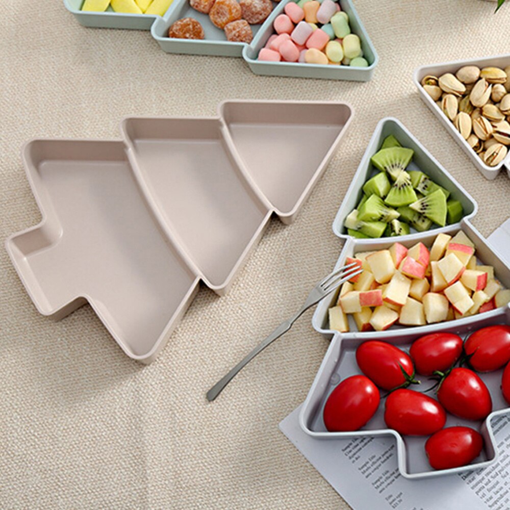 2Pcs Trays Plastic Reusable Xmas Tree Shape Multifunction Fruits Trays Snacks Plates for Home Party