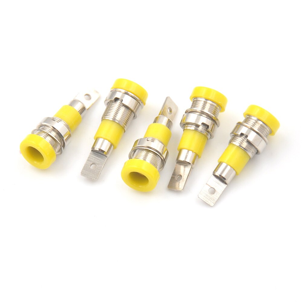 Connecteur banane femelle 2mm, 5 pièces, en laiton, pour montage sur panneau, pour fiche banane Non blindée: Yellow