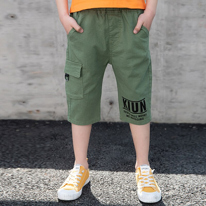 Børn drenge sommershorts tynde børn bomuldshør fritidsshorts til skoledrenge 110-160 dwq 725: Grøn / 160cm
