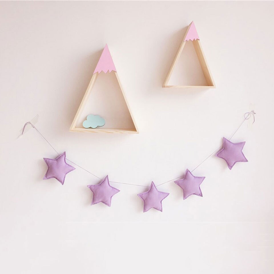 Nordique bébé chambre décoration tenture murale ornements à la main pépinière lune étoile guirlandes fille chambre décor Photo accessoires