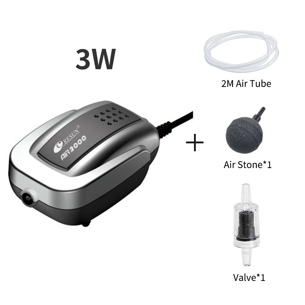 Leistungsstarke Ruhig Aquarium Sauerstoff Luftpumpe Kompressor Aquarium Teich Belüfter Aquarium Air Flow Maker Pumpe Aquarium Zubehör 220V: 3W-TubeStoneValve / AU Plug