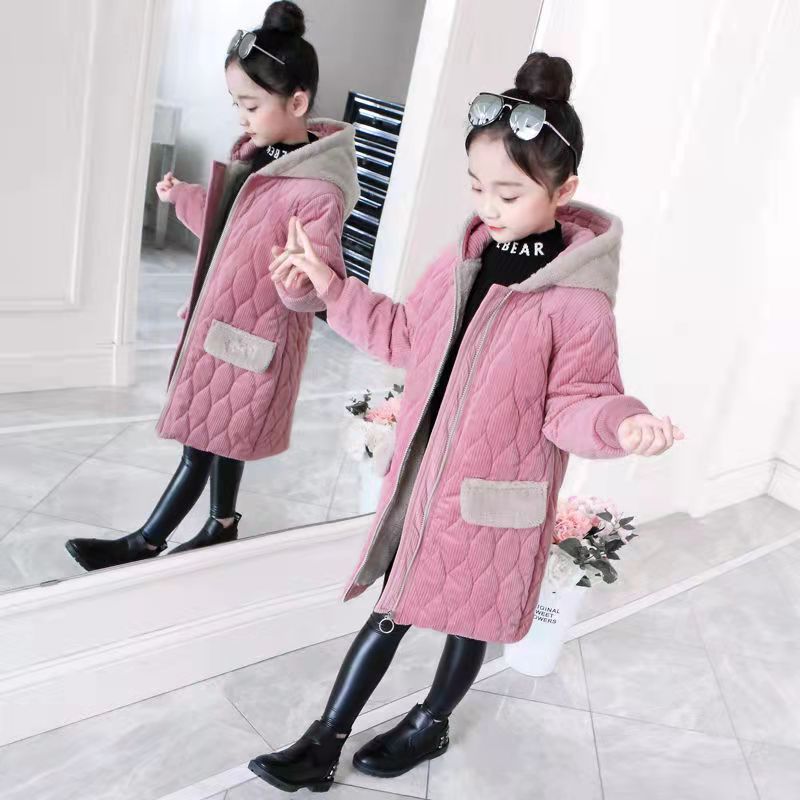 freundlicher Mädchen Baumwolle Gefütterte lässig Parkas Mantel Winter Schneeanzug freundlicher Lange Dicke Warme Jacke Teenager Outfits 4 6 8 10 12 13: wie sehen 00B / Größe 120