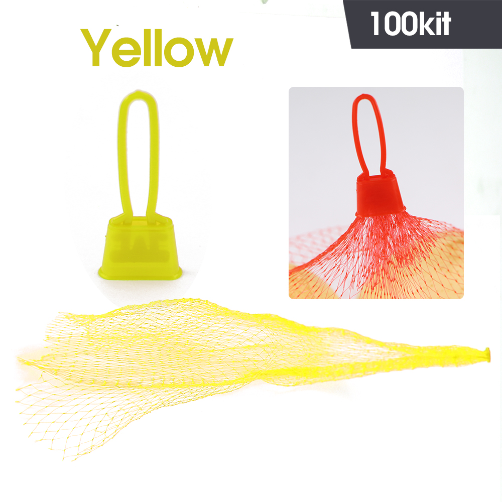 100 Uds. Bolsas de malla de nailon de 30-60CM para bolsas de almacenamiento de frutas y verduras de granja con cerradura bolsa de red de plástico reutilizable para comestibles de mariscos: M / Rojo