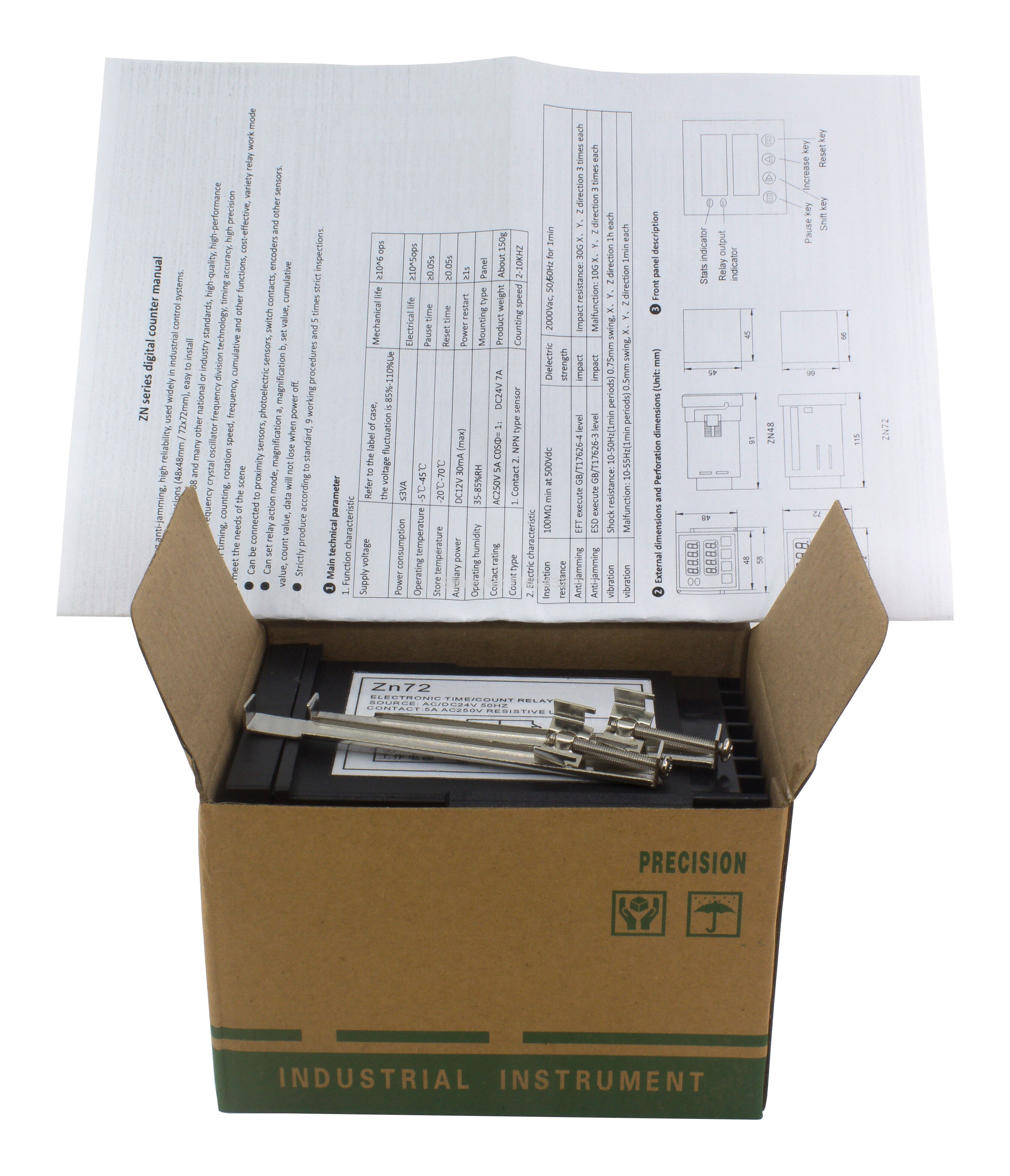 ZN72 series digital time relay counter AC 220V AC/DC 24V 12V DC 5V counting relay