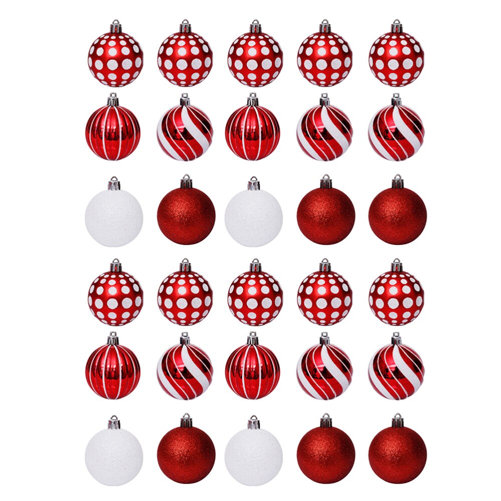 30pcs Christmas Party Hanging Christmas Ball Set Scene Layout Props (Red)