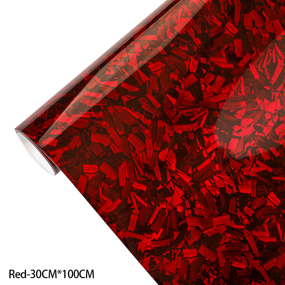 Película de fibra de carbono para coche, envoltura de vinilo de fibra de carbono forjado brillante, pegatinas autoadhesivas rojas para carrocería de coche, 50/100/150cm: Blanco