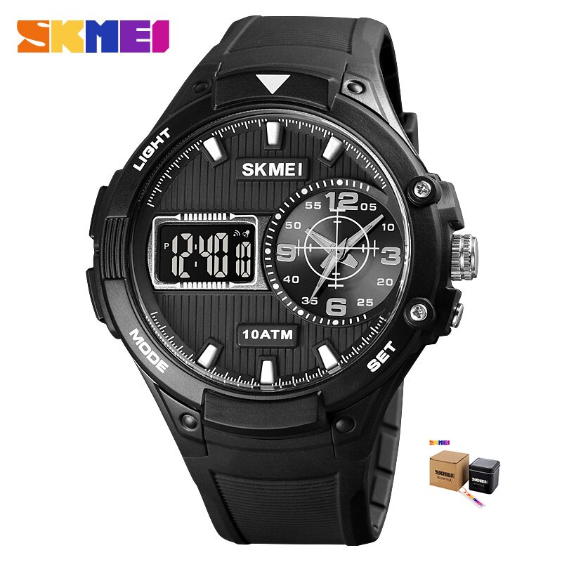 SKMEI movimento digitale al quarzo doppio Dispaly orologio da uomo orologio militare 3 volte conto alla rovescia orologi sportivi maschili Relogio Masculino: nero nero scatola