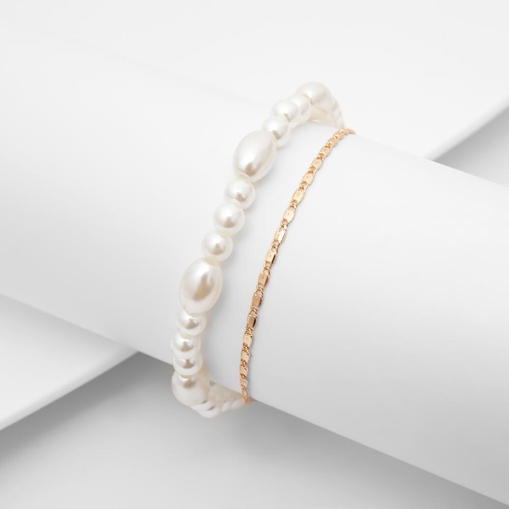 Ingemark Vintage Infinity Minnaar Enkelbandje Armband Koreaanse Imitatie Parel Multilayer Ketting Enkel Braclet Vrouwen Zomer Sieraden