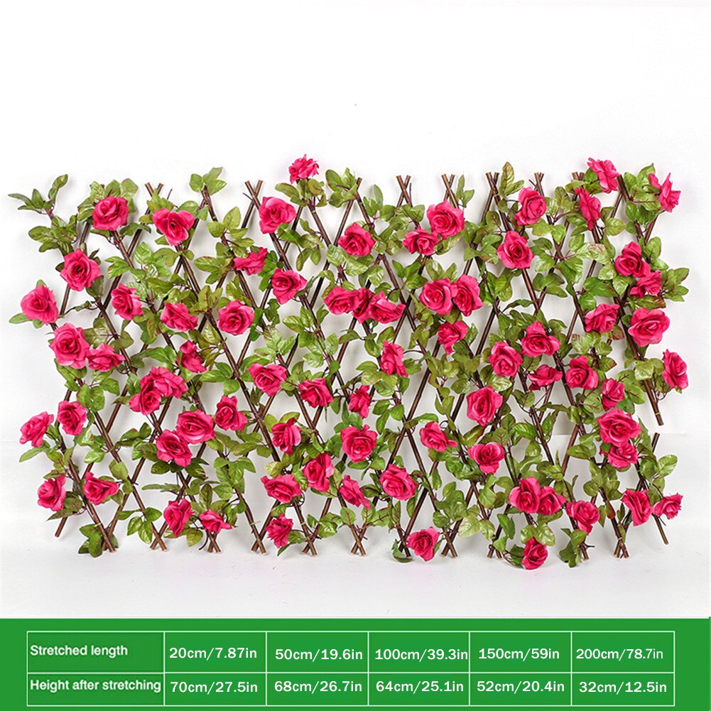 Garden Fence Willow Wooden Hedge With Artificial Flower Leaves Garden Decoration Screening Expanding Trellis Privacy Screen: C