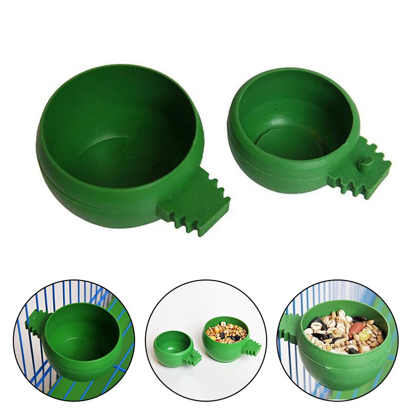 L M S Parrot Food Water Bowl Dual Feeding Cup Plastic Bird Pigeon Cage Water Food Feeder Bird Parrot Pet Aviary Water Container