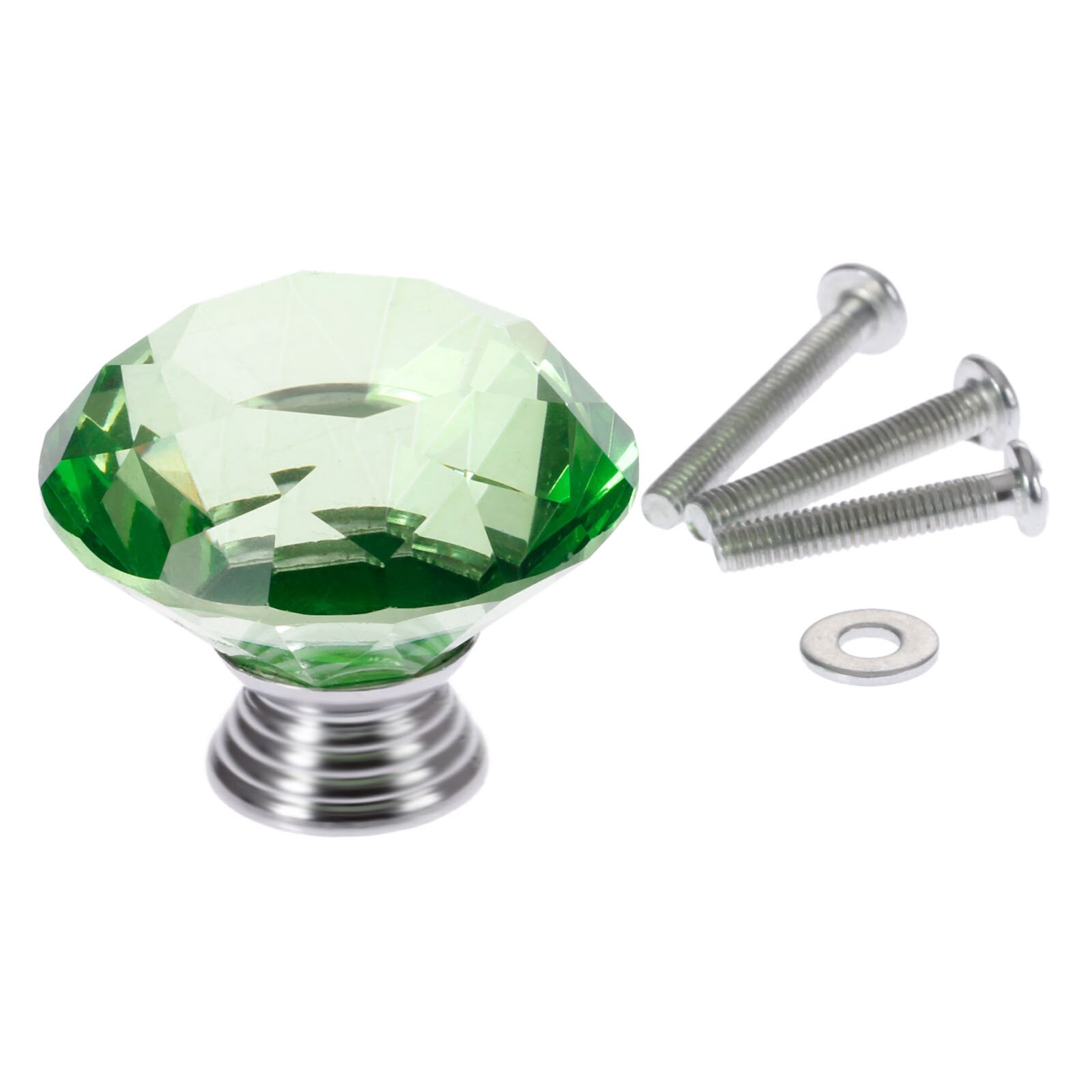 1x grønne 40mm diamantformede krystalglas knopper garderobeskab træk køkkenskabsskuffe dørhåndtag