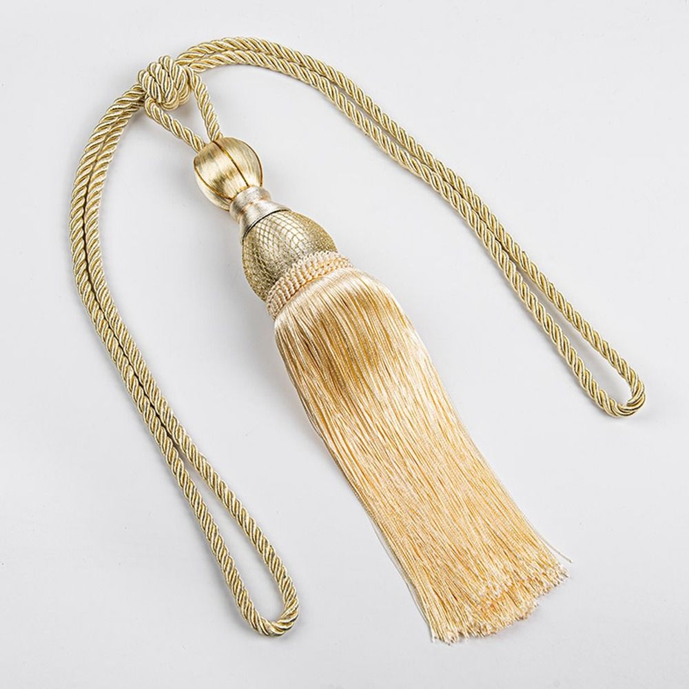 No Installation Curtain Tassels Tieback Polyester Yarn Punch-free Tassel Curtain Ties Gold Wire Hanging Ball Multicolor: PURPLE