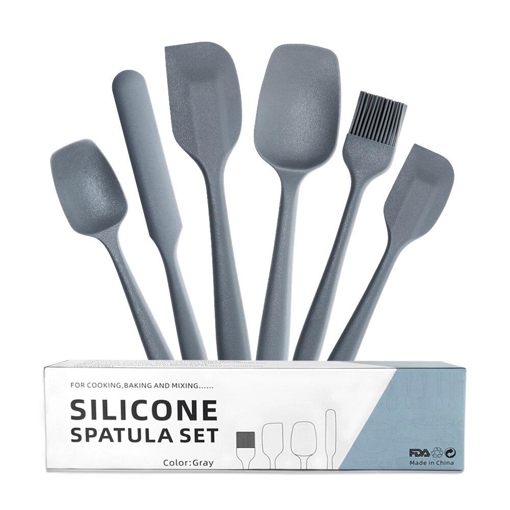 6 Pc Silicone Baking Tool Spatula Set Kitchenware Heat Resistant Bread Cake Utensils Scraper Spoon Oil Brush Cooking Accessories