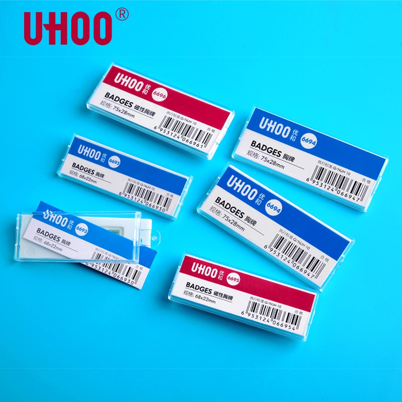 4 unidades/lote UHOO, insignia de Pin rectangular de ABS resistente al agua, etiqueta de precio, etiqueta de nombre, placa de nombre de trabajo para banco, Hotel, escuela, trabajo