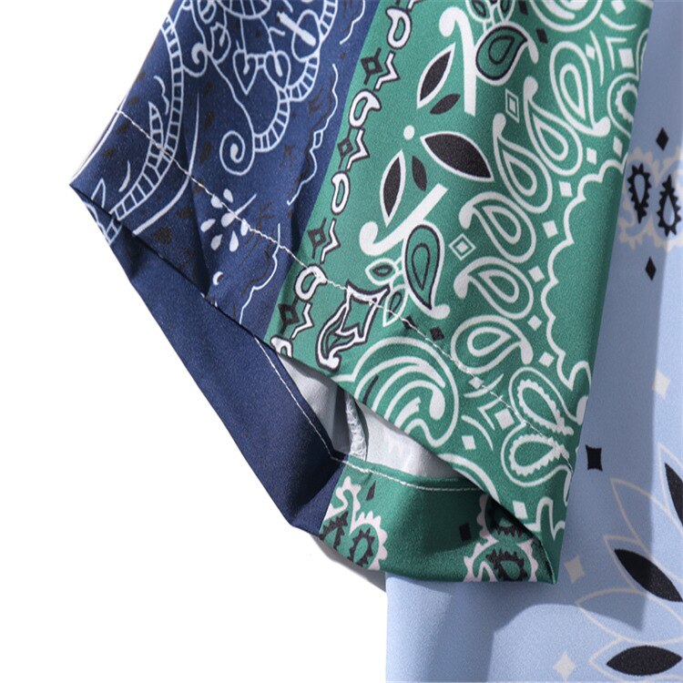 Vintage skjorte sommer mænd hawaiiansk kortærmet skjorte herre casual colorblock strandskjorter mand oversized hemd camicia homme