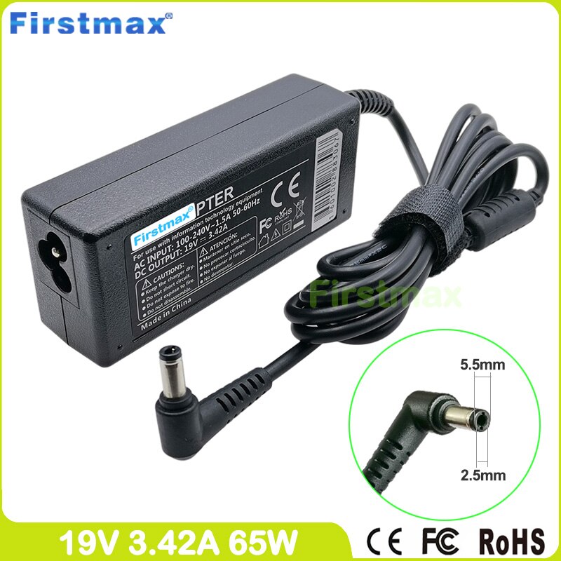 Chargeur pour ordinateur portable 19V, 3,42 A, 65W, adaptateur secteur EXA1208EH, pour asus K43punK45D, K450CA, Kaster H, L34, Laster B, M2C, M3, distillé, N43DA, N45S, P30A, P43EB: WHITE
