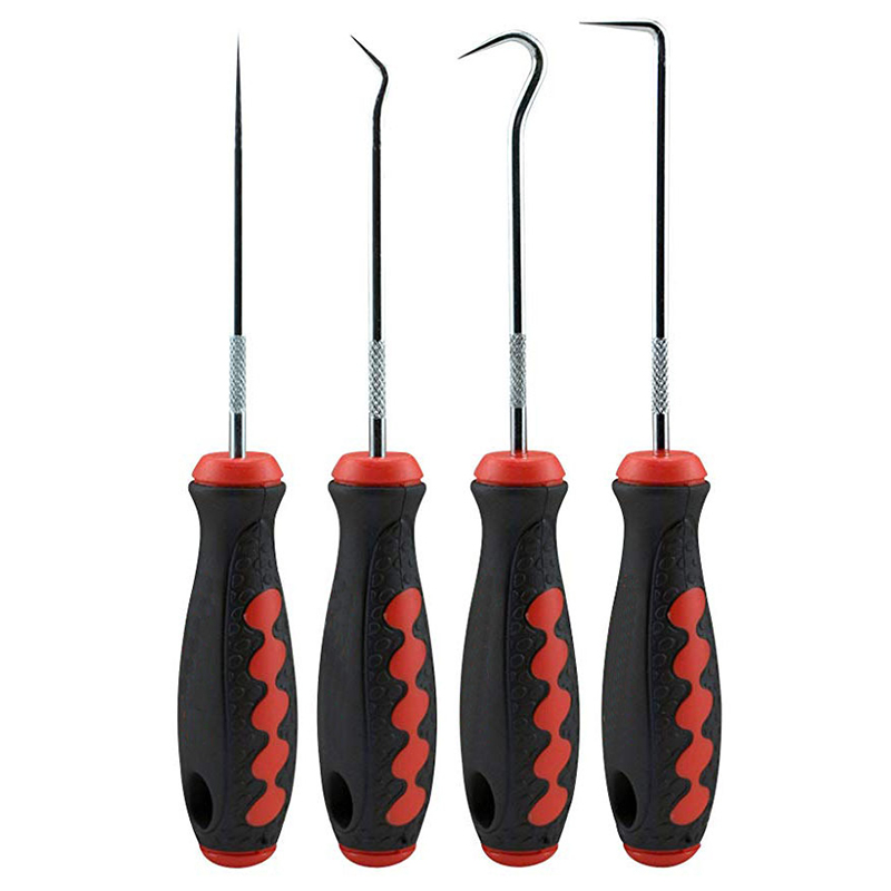 4 unids/set de herramientas de reparación de juntas de gancho y selección larga para coche, herramientas de extracción de sello de aceite de coche, junta tórica, accesorios de desmontaje automático