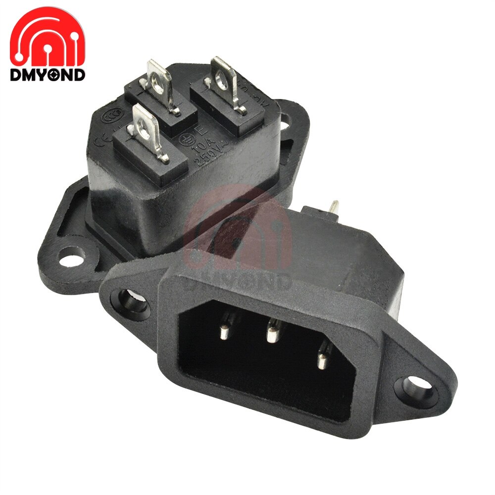5PCS Power Socket 3Pin AC 250V 10A 3 pin With Ears For Electric Car Computer Power Socket Screw Fixed Iron Core