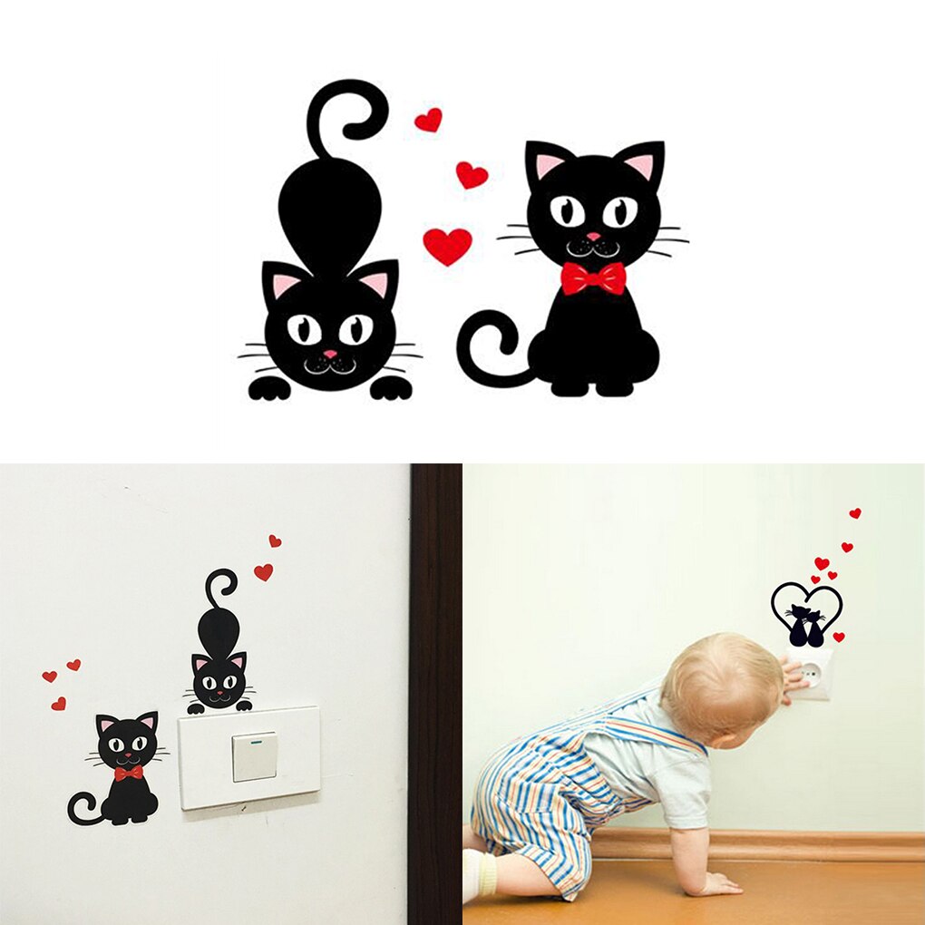 1PC Wall Sticker Animal Heart Cartoon Robot Switch Wall Sticker Cartoon PVC Decals Vinyl Home Room Window Door Wallpaper Decor