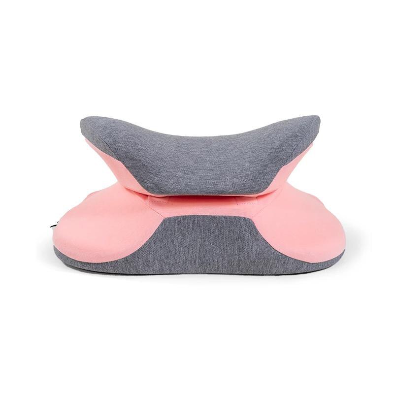 Slaapkussen voor op reis, hoofdsteun, tailleondersteuning, traagschuimkussen, orthopedisch kantoor, studentenbureau, slapen, lunchpauzekussen: Roze