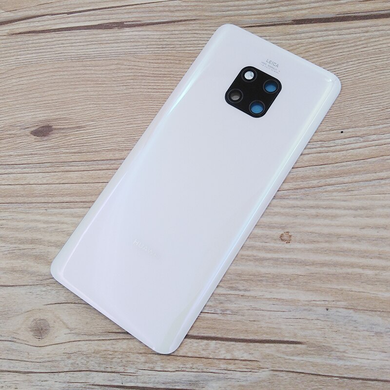 Huawei Mate 20 Pro Cover posteriore in vetro custodia porta posteriore custodia batteria parti di riparazione di ricambio per Mate20 Pro con obiettivo fotocamera + Logo: White