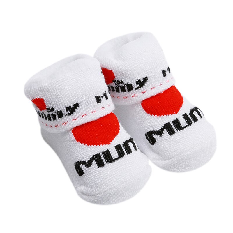 100% cotton Baby socks rubber slip-resistant floor socks love dad love mum cartoon kids socks