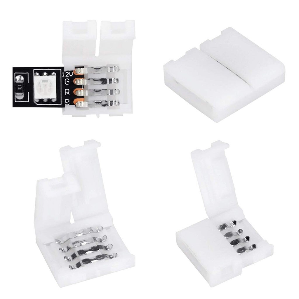 Led Light Strip Connectors Set Voor Smd 4 Pin 10Mm 3528/5050 Breed Rgb Led Strips 12V-24V Draagbare Verlichting Accessoires