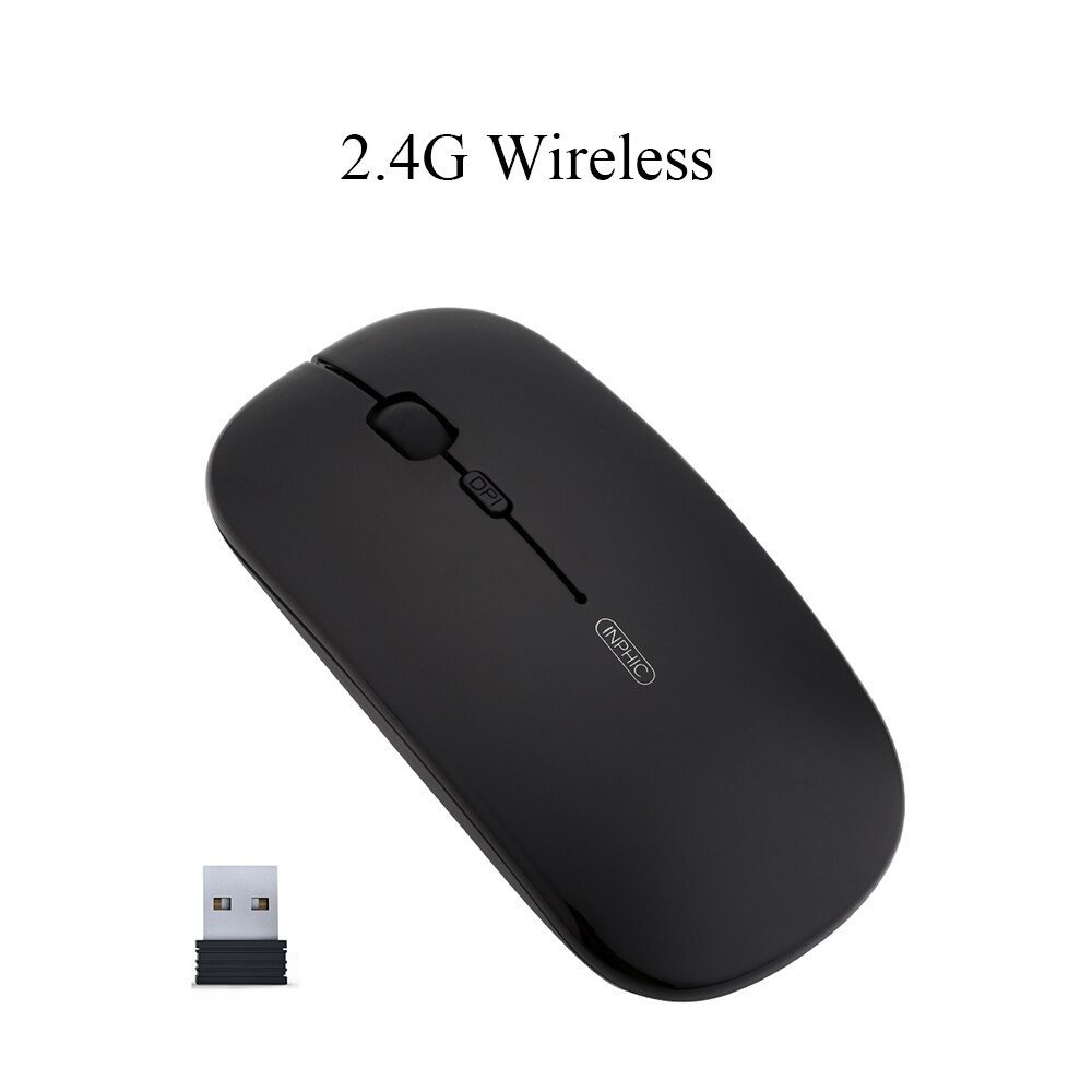 Souris sans fil souris Bluetooth souris silencieuse souris ergonomique Rechargeable 2.4Ghz souris optique USB pour ordinateur portable Macbook: 2.4G Black