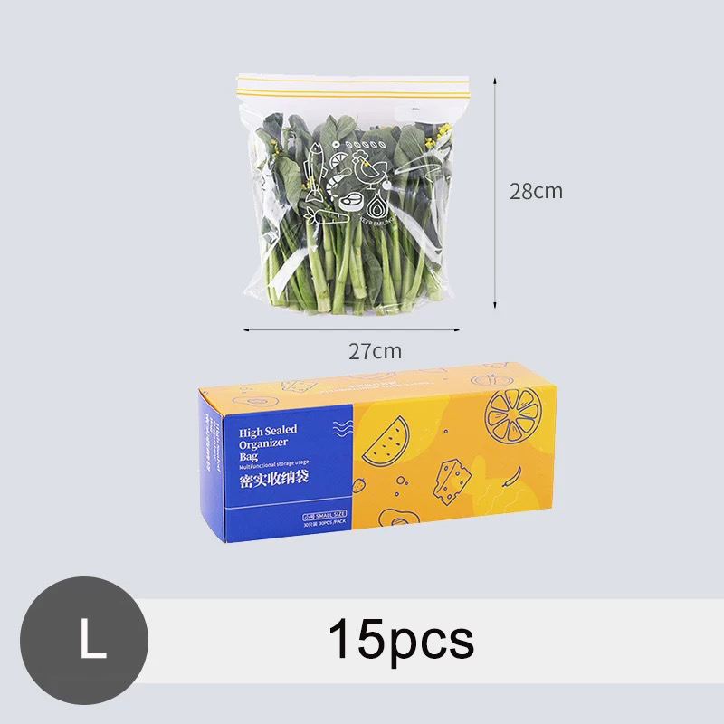 Zip Lock Plastic Bags Reusable Food Pouch Fridge Organizer Kitchen Storage Containers Freezer Bags Transparent Food Packaging: L 15pcs