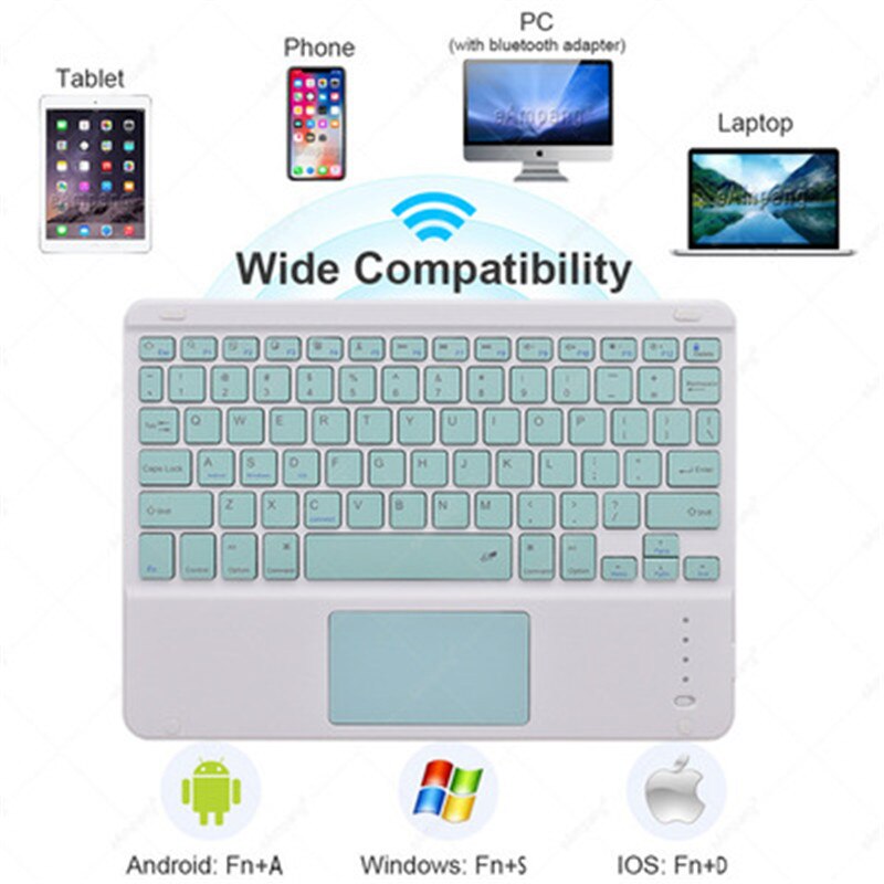 HTMOTXY Candy Bluetooth Keyboard For Tablet 10 inch with Mouse Color Wireless Keyboard For iPad Pro 11 Air 4 Samsung Galaxy