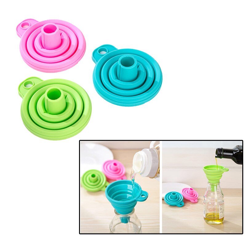 Silicone Mini Folding Telescopic Long Neck Funnel Household Liquid Dispensing Mini Funnel kitchen gadgets