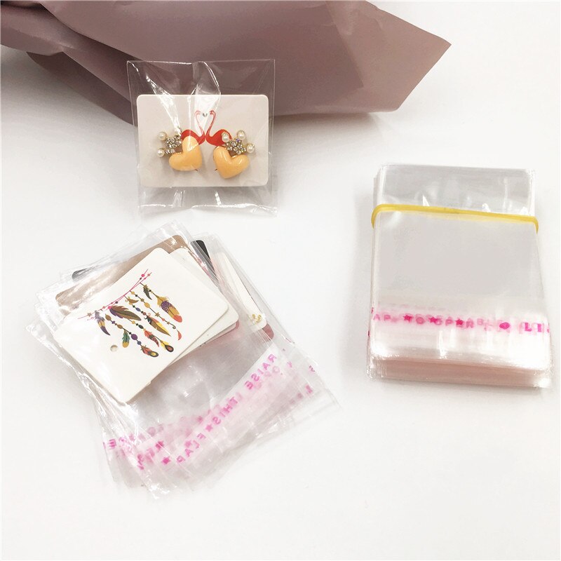 200Pcs 2.5x3.5cm Paper Earring Packaging Cards Multi-style Ear Studs Packaging Card Jewelry Display Card With OPP Bags