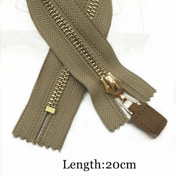 2 stk 18cm 20cm 35cm 5#  metal lynlås til taske bukser nederdele lukkede lynlåse til syning beklædningsgenstand jakke frakke lynlåse gør det selv håndværk værktøj: Khaki 20cm