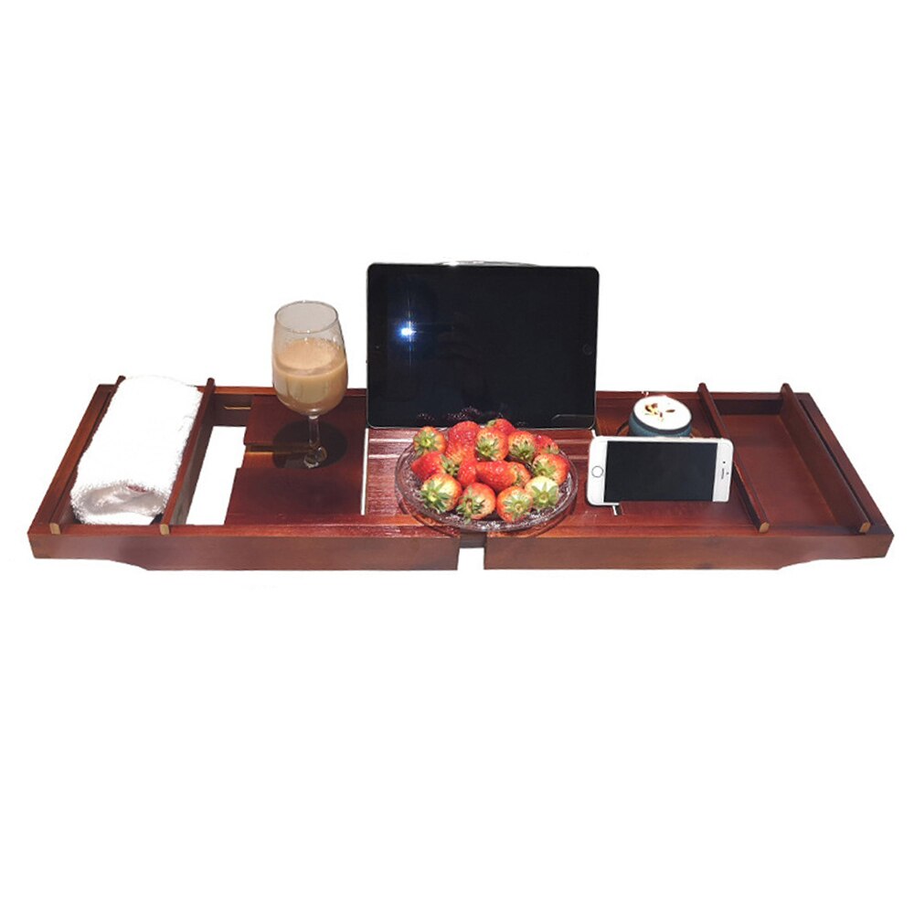 Extendable Bamboo Bathtub Tray Nonslip Bath Tray Spa Bathtub Book Wine Tablet Holder Reading Rack Bathtub Bathroom