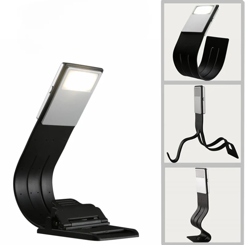 Portable LED Reading Book Light With Detachable Flexible Clip USB Rechargeable Lamp For Kindle eBook Readers