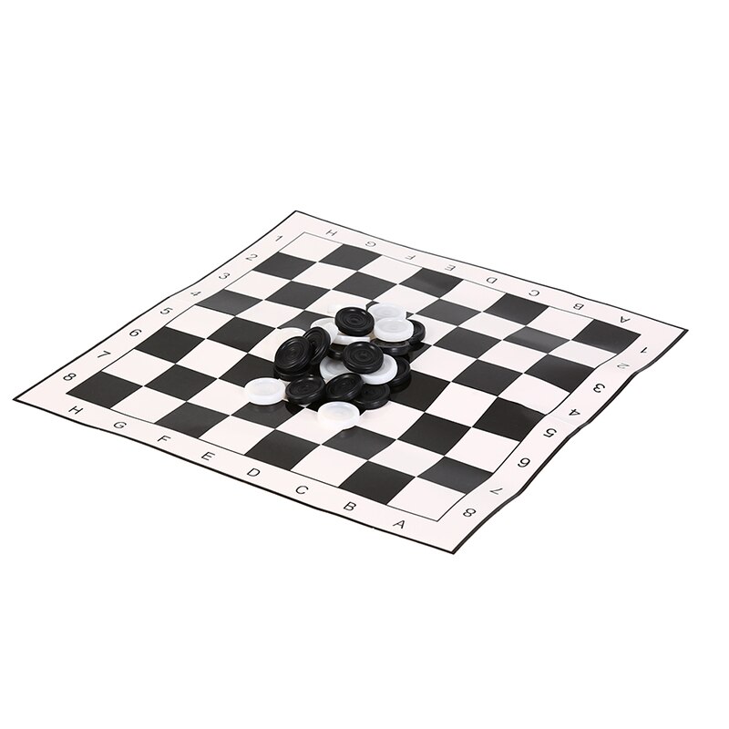 One Set International Checkers Game Board+ 24pcs Chess Portable Folding Plastic Chess Size 33*33cm