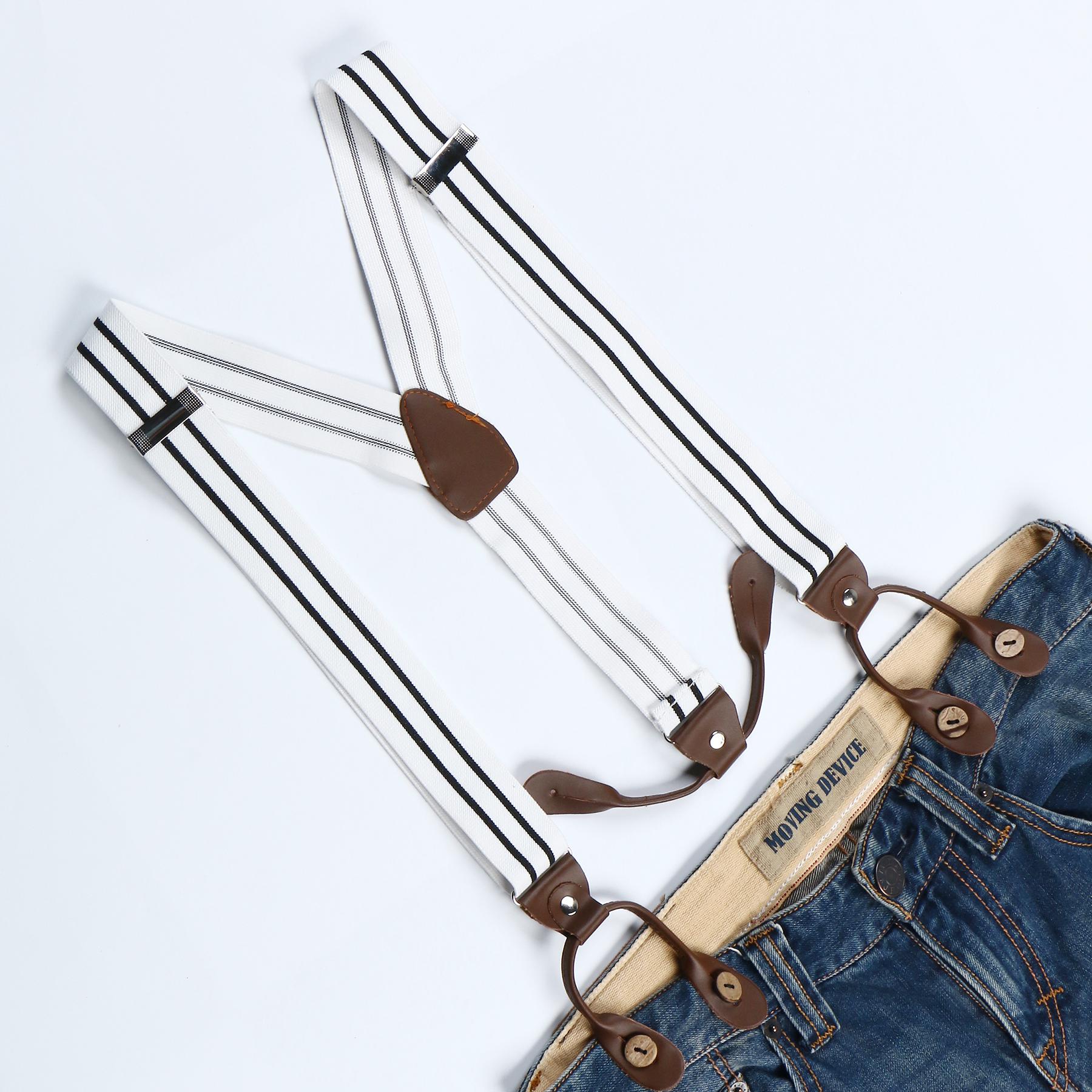 Mænd kvinder justerbare knapper stil bælte elastiske seler unisex stribet plaid blomsterbøjler 3.5cm bredde  bd763-bd776: Bd769